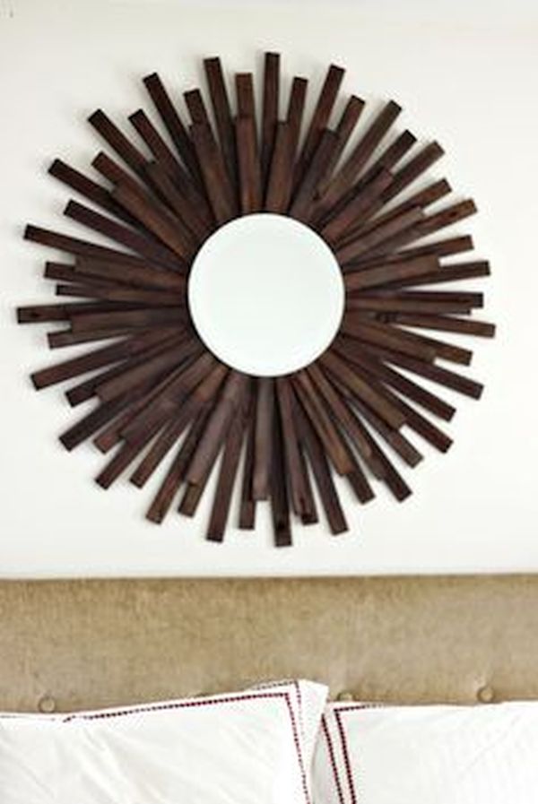 Wooden Shims Sunburst Mirror