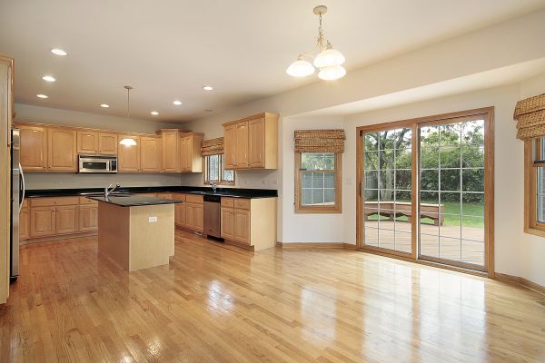 Kitchen and eating area in vacant home