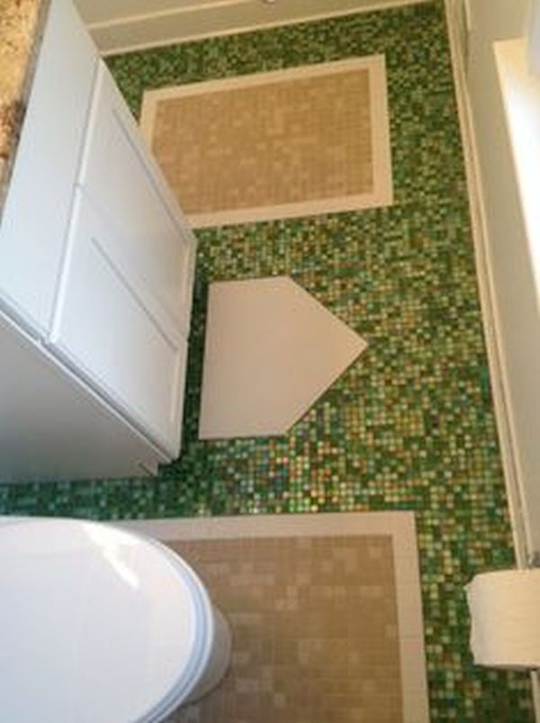 bathroom floor or wall with sports themed tiles