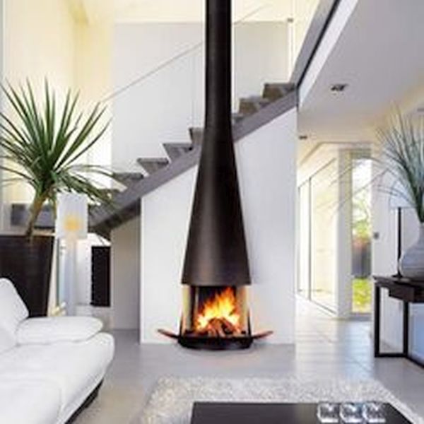 Contemporary fireplace with central Telescopic Hood