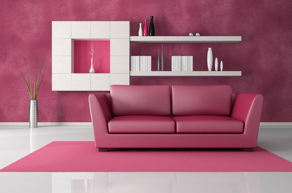 pink and black modern lounge - rendering