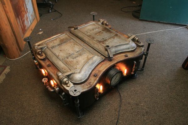 Steampunk Industrial Boiler Door Coffee Table