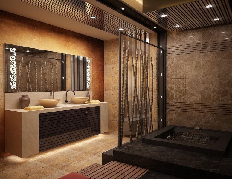 Bamboo used for the construction of bathrooms