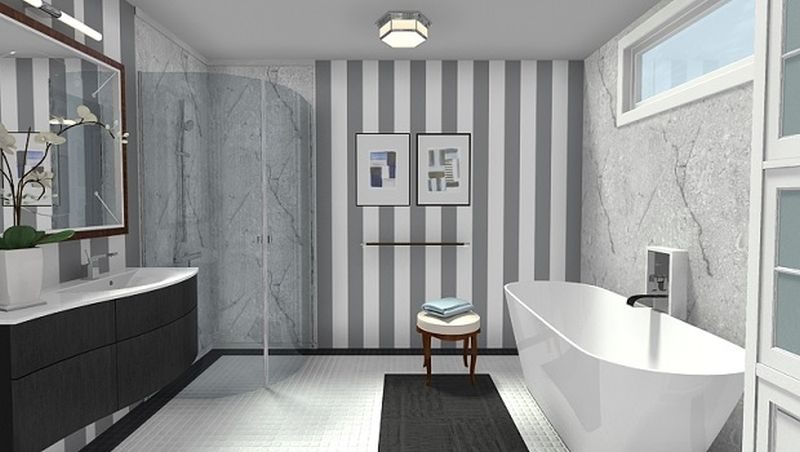 Black and white marble design bathroom