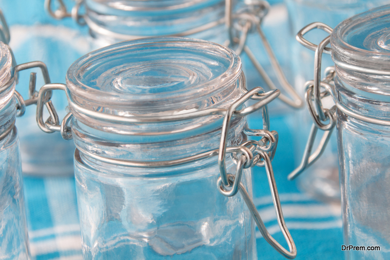 mason jars to store the individual items