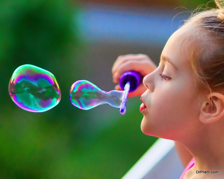 Kids love blowing bubbles