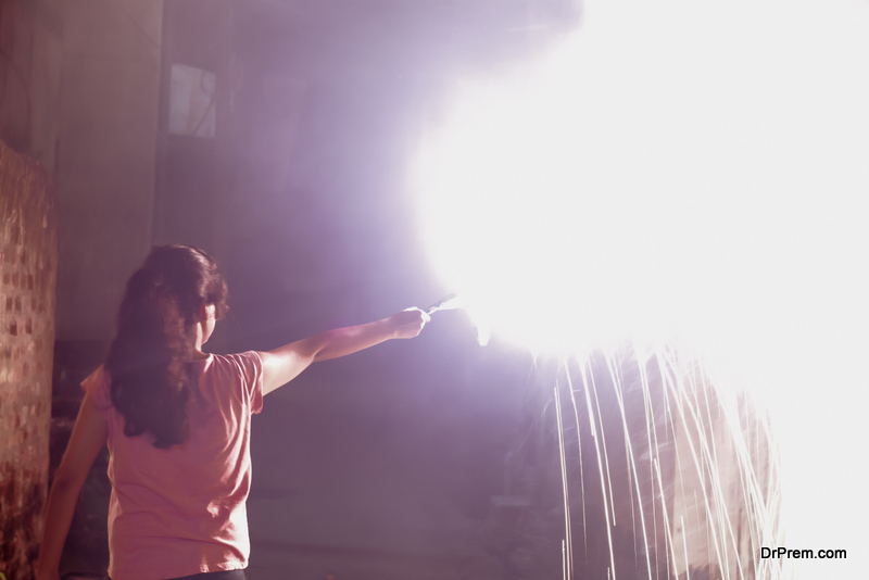 young lady enjoying fireworks