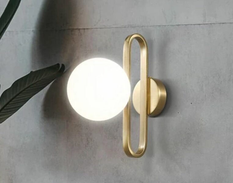 Retro Sphere Glass & Brass Wall Lamp