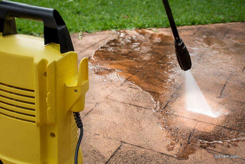 cleaning the driveway