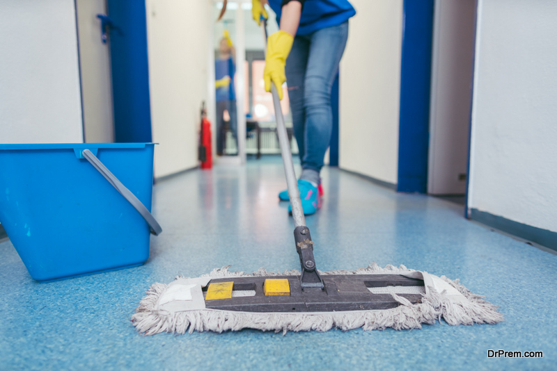 trained employee cleaning 