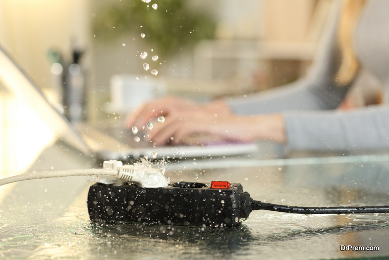 water dripping on extension cord