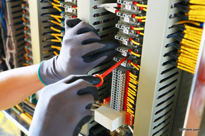 electrician working on Electrical Panel