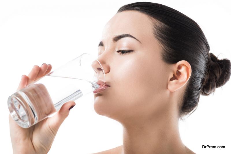 woman drinking pure water