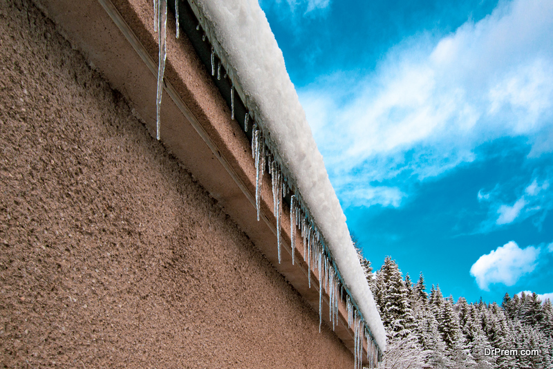 icicles on snowy roof