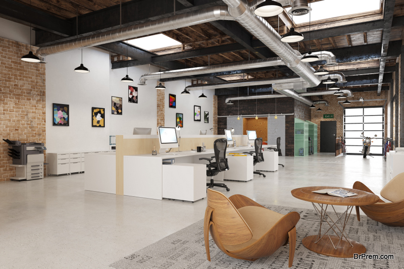 contemporary loft office interior. 3d rendering design concept