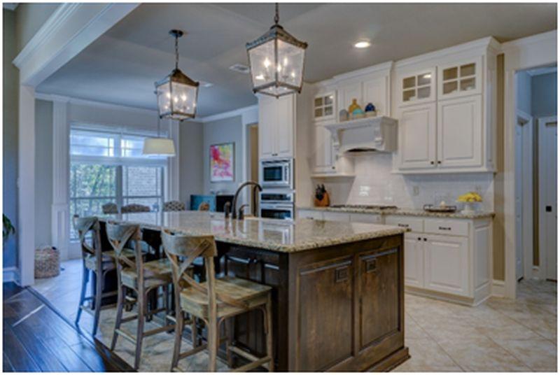 A kitchen with very nice-looking lights